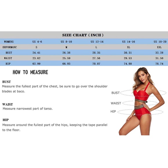 Vintage Inspired High Waisted Two Piece Bikini Swimsuit With Tummy Control Large - Picture 4 of 8